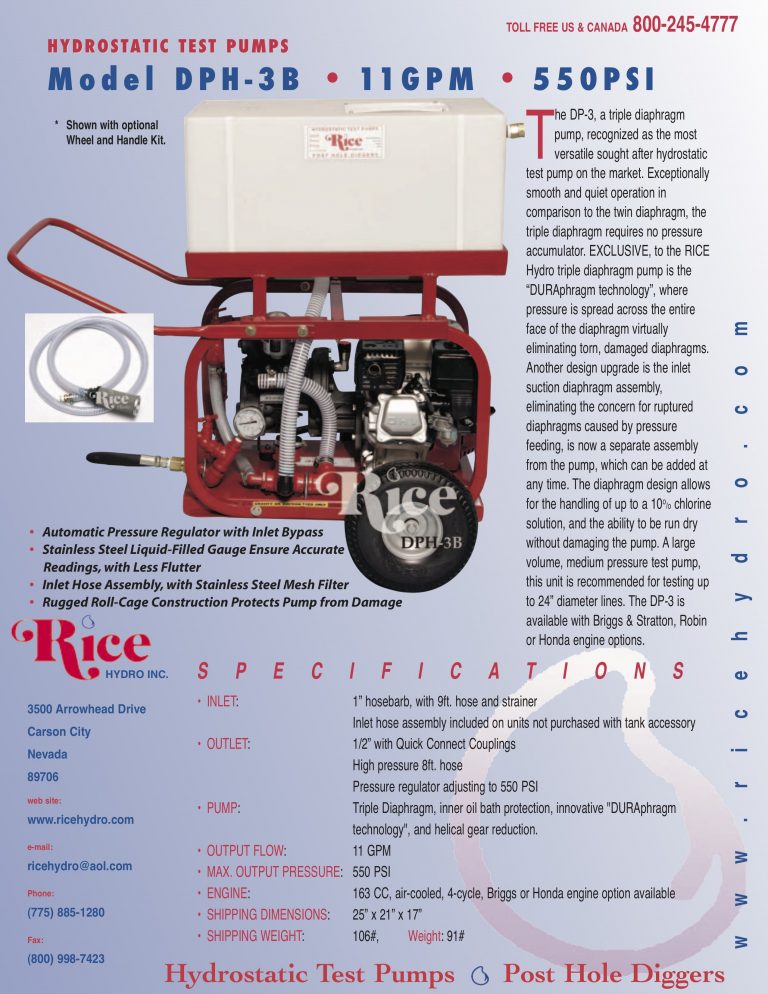 DPH-3B Hydrostatic Test Pump - Rice Hydro